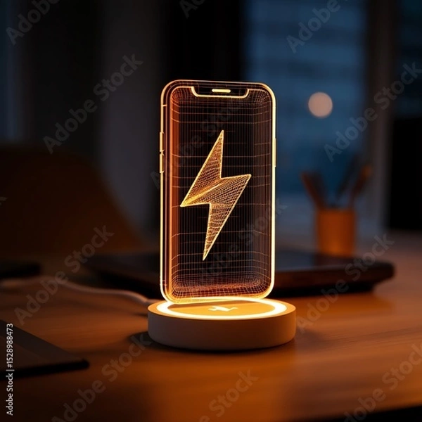 Fototapeta 3D wireless desk lamp with integrated charging station, ideal for a clutter-free desk.