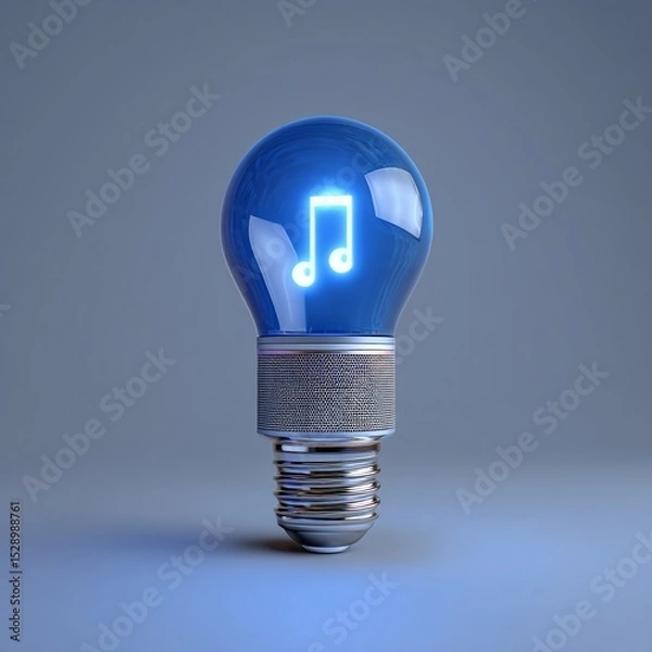 Fototapeta 3D LED bulb with Bluetooth speaker, combining light and sound for a dynamic home experience.