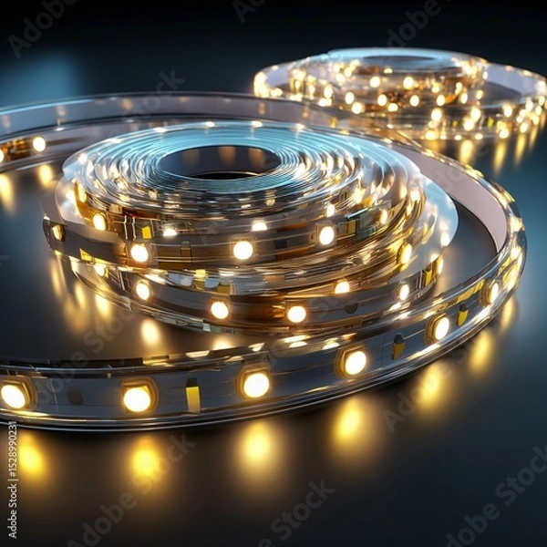 Fototapeta 3D model of LED strip lights, designed for versatile lighting with customizable options.