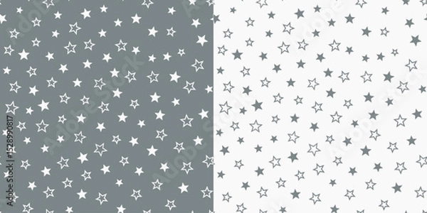 Obraz Little stars seamless pattern. Irregular starry texture for print, textile, fabric, cards or wrapping paper. Light stars on a dark background and dark stars on a white background.