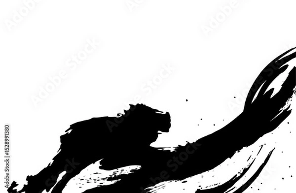 Obraz 書道・墨 和風背景素材ベクターイラスト 日本