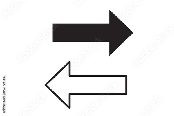 Obraz シンプルな白黒の矢印アイコンのセット