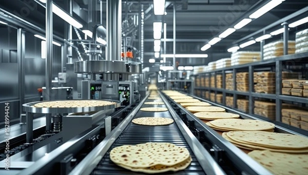 Obraz Production of new items at the factory utilizing advanced technologies, including lavash, tortillas, and pita