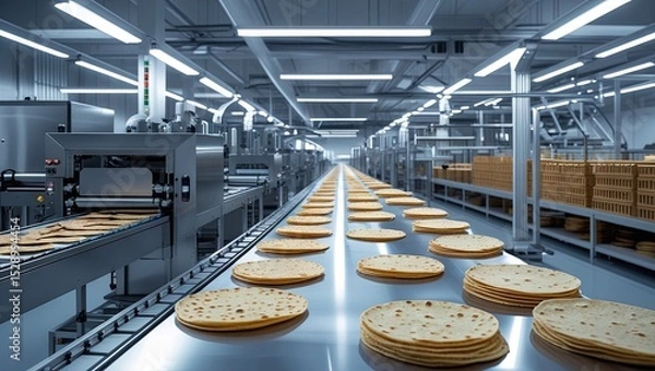 Obraz Production of new items at the factory utilizing advanced technologies, including lavash, tortillas, and pita