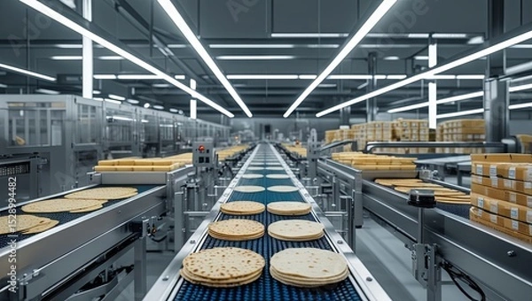 Obraz Production of new items at the factory utilizing advanced technologies, including lavash, tortillas, and pita
