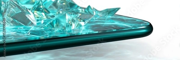 Obraz teal stylized wireless charger with crystalline energy waves sharp clean reflections conceptual product art for electronics