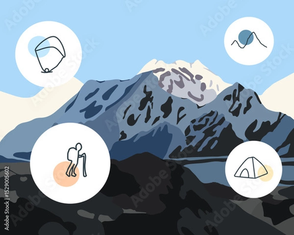 Obraz Vector isolated illustration of highland mountain landscape.