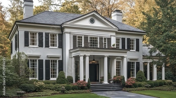 Fototapeta Classic Colonial Home with White Columns 