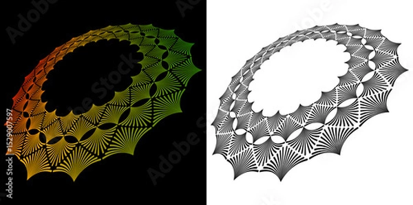 Obraz Digital Art for Textile, Cosmetics, Interior, Medical, Tech, and Fashion. Icon and Background made of Circular Dots, Lines, a Abstract Gradient and Black White Circular Wave Design. Futuristic JPG