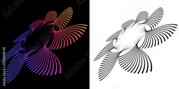 Obraz Digital Art for Textile, Cosmetics JPG, Interior, Medical, Tech, and Fashion Icon, Background. Dynamic Halftone Pattern with Flowing Shapes Abstract Gradient and Black White Circular Wave Design