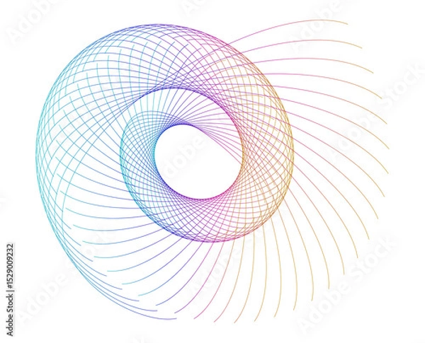 Obraz Abstract Gradient Wireframe Loop. Background  JPG Digital Art for Branding, Tech, Interior, Fashion, and Textile Design, Jewelry. Dynamic Geometric Shape with Flowing Lines. Modern Aesthetic