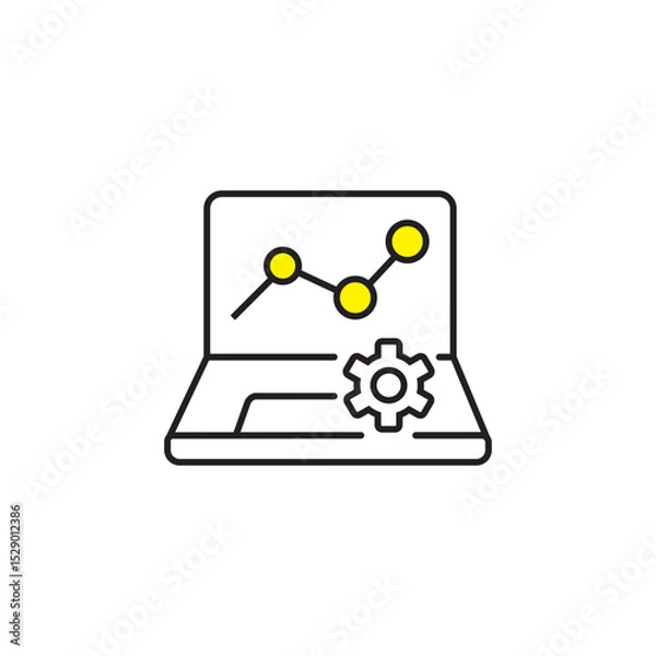 Obraz machine learning icon - laptop with graph and gear