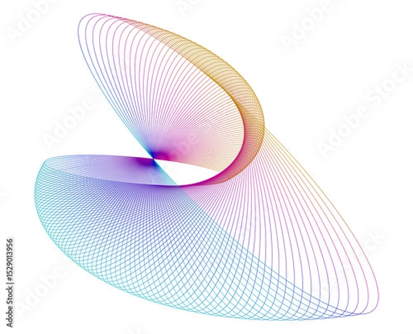 Obraz Branding, Tech, Interior, Fashion, and Textile Design. Dynamic Geometric Shape with Flowing Lines. Abstract Gradient Wireframe Loop JPG. Futuristic Digital Art for  Modern Aesthetic. Vector Background