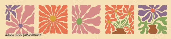 Obraz Psychedelic floral waves in vintage style