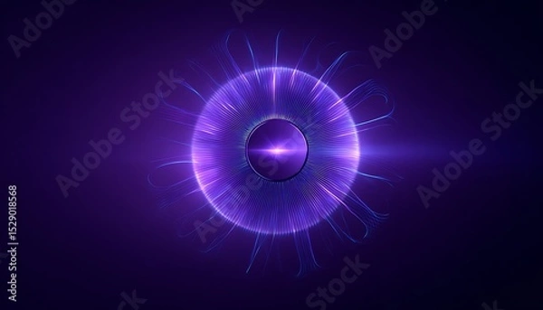 Obraz vibrant violet wireless charger emitting radial energy waves abstract futuristic aura glow and soft reflections for branding