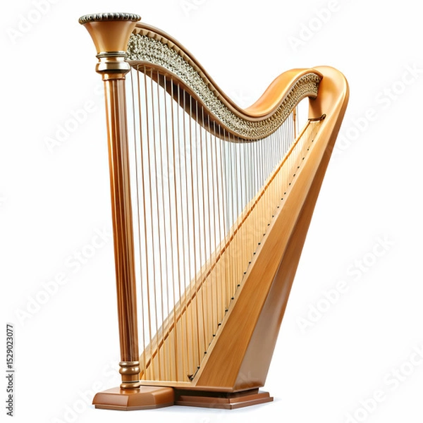 Obraz Golden harp classical string instrument