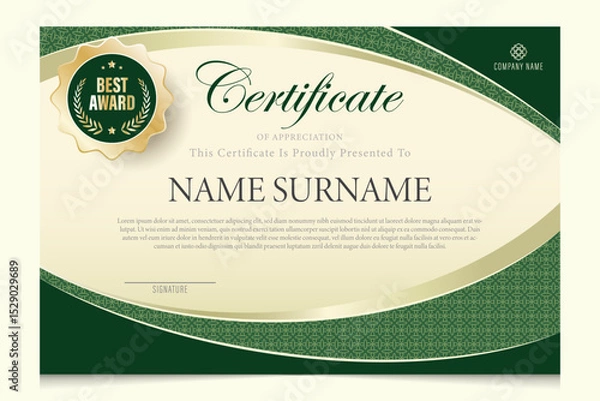 Obraz green theme certificate design, modern, luxury.
