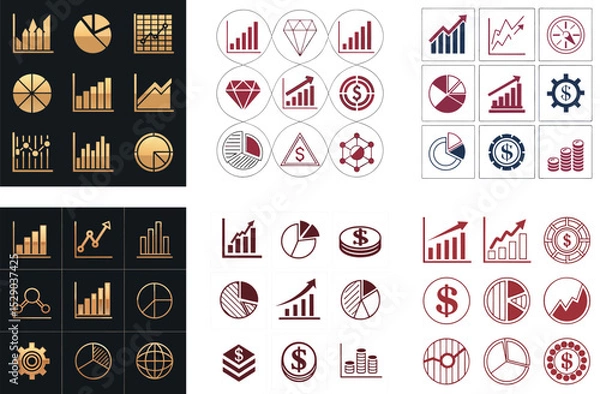 Fototapeta Clean Geometric Shapes Vector Art for Financial Data Representation  