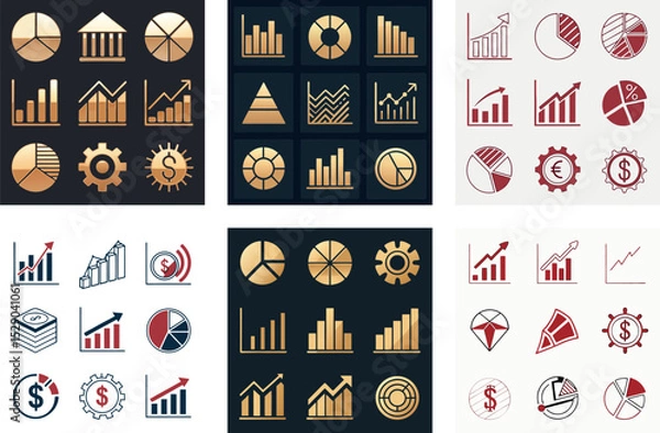 Fototapeta Modern Vector Art of Financial Data Elements with Geometric Shapes  