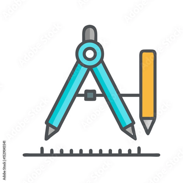 Obraz Design & Drawing Tools icon set  computer programs, process production, perception, explore ideas and designers.