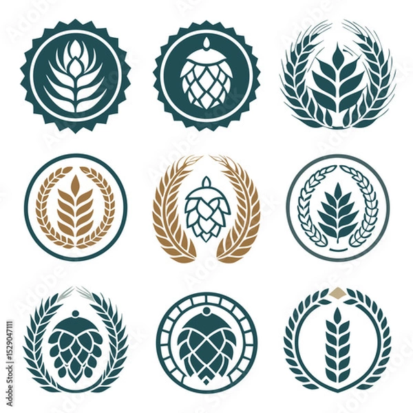 Fototapeta Dark Muted Palette Vector Design of Sustainable Brewery Badge  