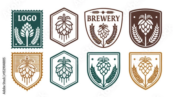 Fototapeta Isolated Transparent Vector Logo with Barley and Hops Elements  