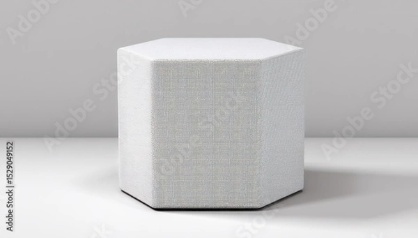 Fototapeta Blank 3D hexagonal podium mockup with soft wool texture, designed for displaying tech products cleanly.