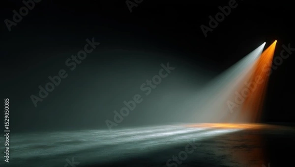 Fototapeta Stage Lights Shining on Empty Floor, Representing Opportunity and Performance, Ideal for Product Launch or Event Promotion, Creating a Sense of Drama : Generative AI