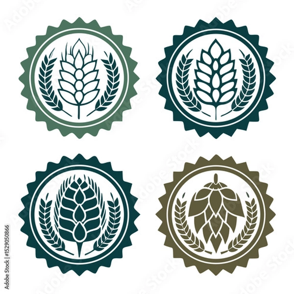 Fototapeta Dark Crest Vector Logo of Craft Brewery with Modern Gothic Font  