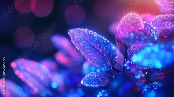 Obraz Vibrant blue and purple neon lights glowing abstract background featuring futuristic electric light streaks and smooth gradient glow for modern digital wallpapers, tech-themed visuals, and high-resolu