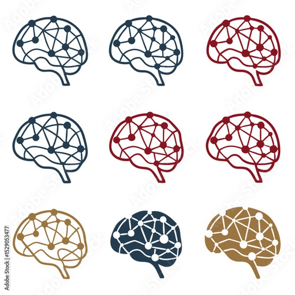Fototapeta Bold Colors Vector Design of Interconnected Neural Networks  
