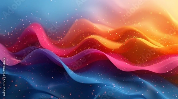 Fototapeta An eye-catching abstract composition featuring flowing waves and vibrant gradients of colors blending together seamlessly, creating a captivating visual experience for viewers.