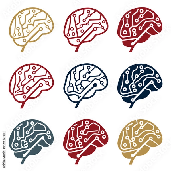 Fototapeta Clean Lines Vector Illustration of Neural Pathways in Brain Icon  