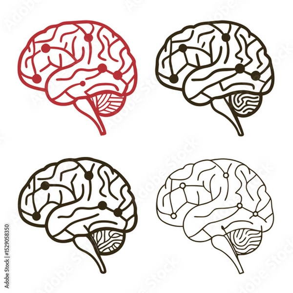 Fototapeta Simple Shapes Vector Illustration of Neural Pathways in Brain  