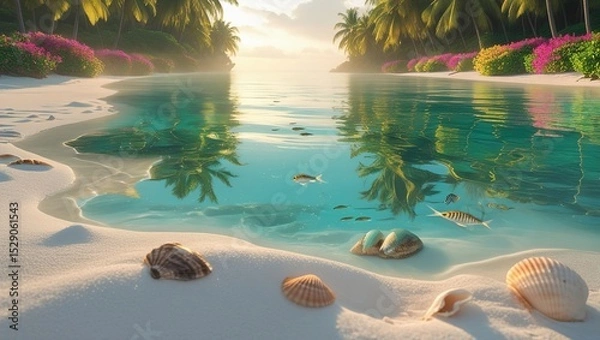 Obraz tropical beach with palm trees