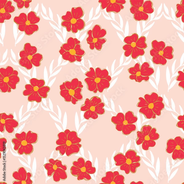 Fototapeta Seamless pattern in small flowers. Print for textile, fabric, covers, wallpapers, print, gift wrap, decoupage, scrapbooking, quilting. For fashion fabric. Retro stylization.