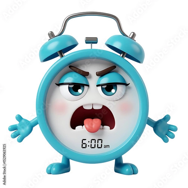 Fototapeta Angry Alarm Clock Cartoon Character