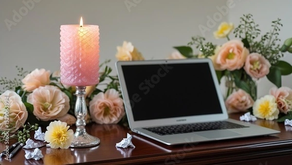 Obraz bouquet of roses and computer