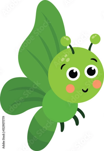 Fototapeta Adorable Happy Green Butterfly Ready for Adventur