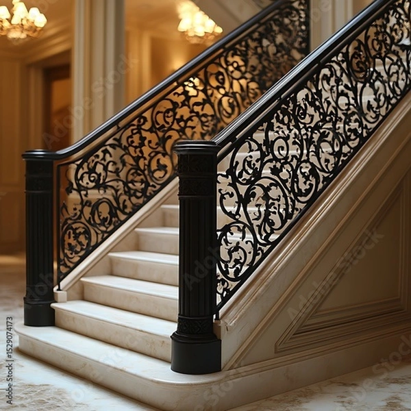 Obraz Artistic staircase with blooming garden background high resolution picture