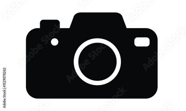 Fototapeta A minimalist silhouette of a camera, black and white, high contrast, vector style 5