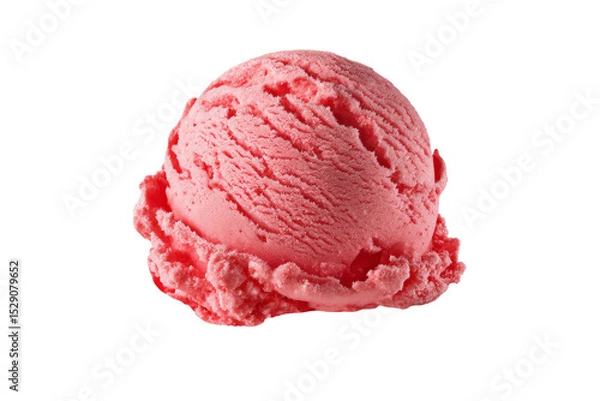 Obraz Strawberry ice cream scoop isolated on transparent background.