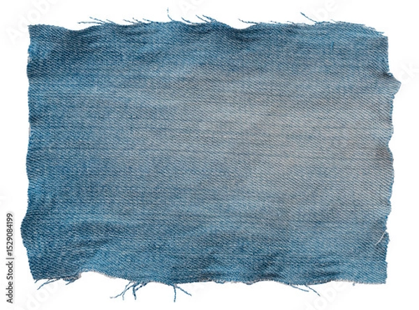 Fototapeta Piece of torn denim on a white background. Denim texture