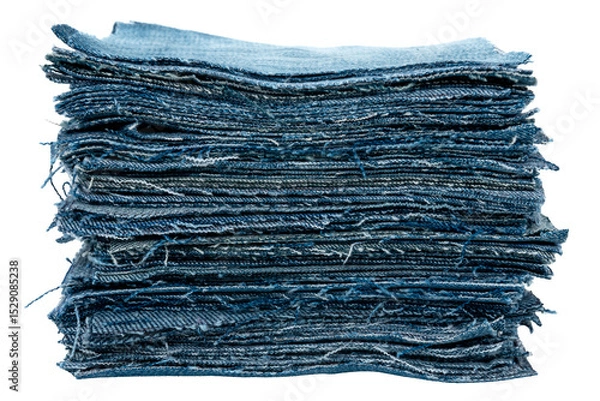 Fototapeta Stack of different pieces jeans on a white background. Denim background texture for design. Canvas denim texture.