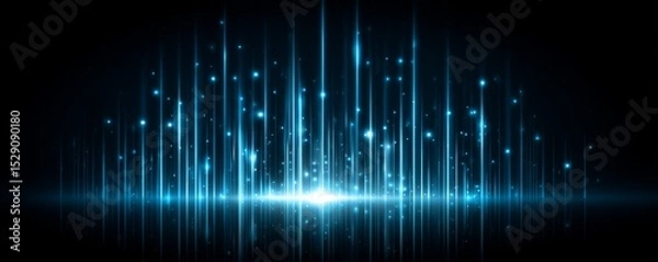 Fototapeta Abstract Blue Light Beams and Glowing Particles