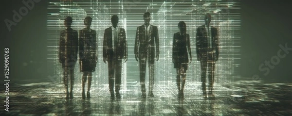Fototapeta Digital Business Team: A Futuristic Vision of Corporate Collaboration