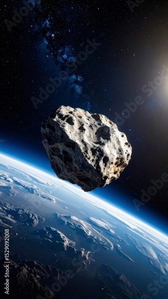 Fototapeta A lone asteroid travels through the vastness of empty space 