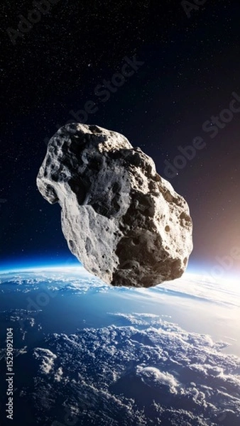 Fototapeta A lone asteroid travels through the vastness of empty space 