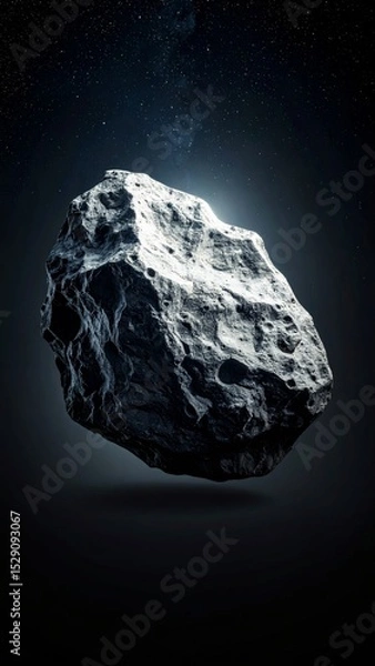 Fototapeta Dark background with a giant asteroid slowly moving