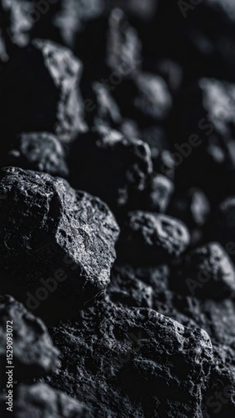Fototapeta Close-up of a rough, dark asteroid surface